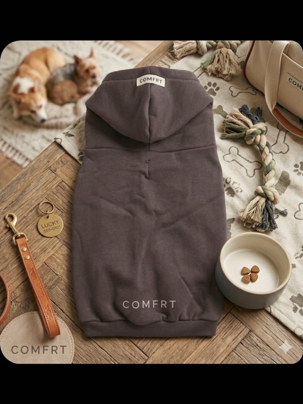 COMFRT Tranquil Paw Dog Hoodie - Charcoal (Size XL)
